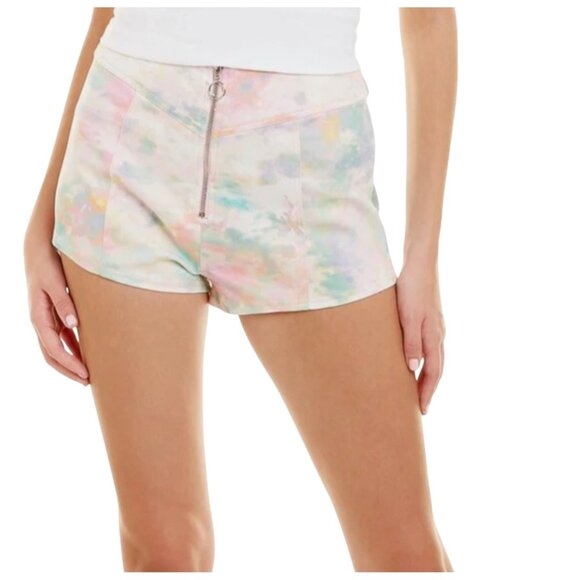 For Love & Lemons Womens Smythe Hot Shorts Cotton Candy Tie Dye Size L - Picture 1 of 9